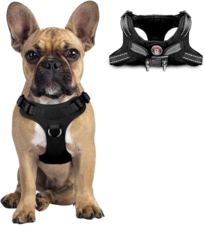 Dog Harness Step in Dog Vest Harness, Reflective Adjustable Puppy No Pull Harness Breathable Soft for Small and Medium Dogs Cats, Black, S-Mewly Pet