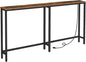HOOBRO 63" Narrow Console Table with Charging Station, 5.9" Sofa Table with 2 Power Outlets and USB Ports, Long Entryway Tables Behind Couch Table, for Hallway, Living Room, Rustic Brown BF165UXG01