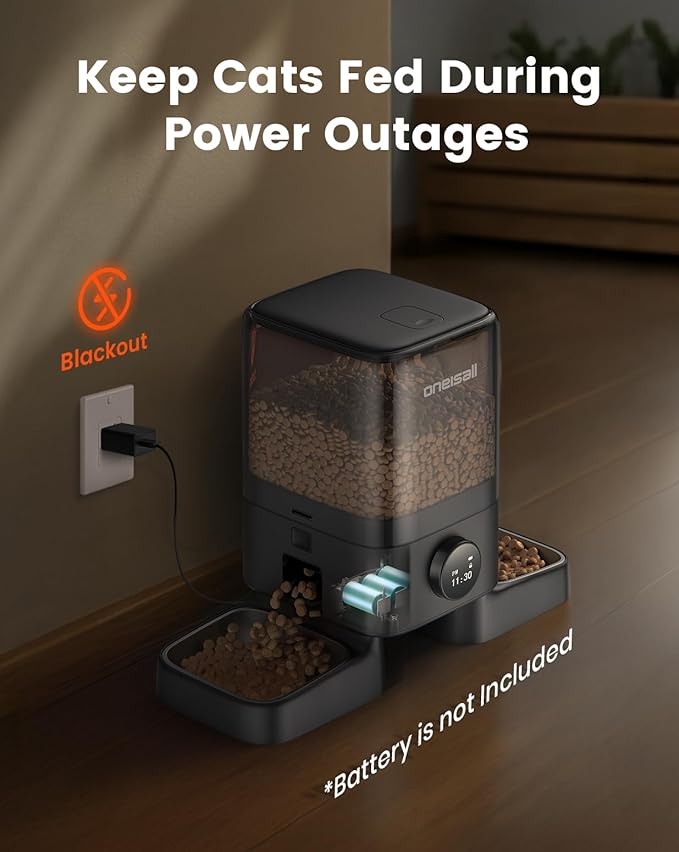 oneisall Automatic Cat Feeders 2 Cats, 20 Cups/5L Cat Auto Feeder, Automatic Cats Food Dispenser for Small Pets Indoor, Timed Pet Feeder for Dry Food-Mewly Pet