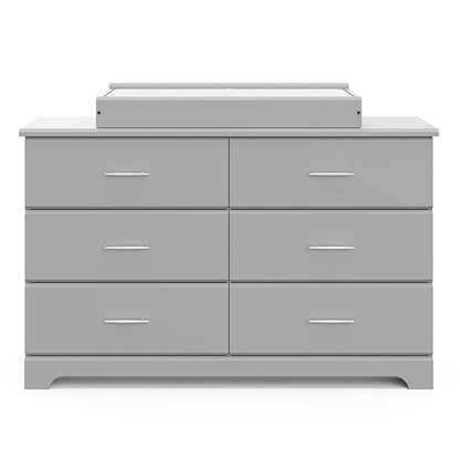 Storkcraft Brookside 6-Drawer Dresser (Pebble Gray) – GREENGUARD Gold Certified, Gray Dresser for Bedroom, Kids & Nursery Storage Chest, Safety Interlocking Drawers, Pre-Installed Tracks, Kids Chest