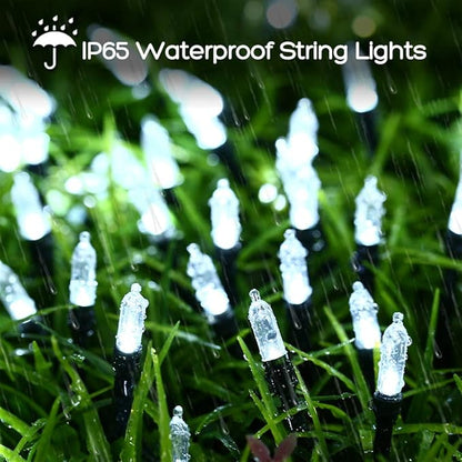 LYHOPE Battery Christmas Lights, 33ft 100 LED Christmas Lights Waterproof 8 Modes Battery Operated String Lights for Outdoor & Indoor, Xmas Tree, Wreaths, Holiday Decoration (Cool White)