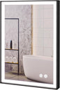 Fab Glass and Mirror LED Lighted Bathroom Mirror 30 x 40 Inch, Black Framed Wall Mounted Dimmable Vanity Mirror, Anti-Fog Touch Sensor, Adjustable Color Warm/White/Natural