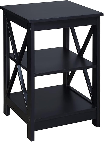Convenience Concepts Oxford End Table 15.75" - Modern Living Room Table with Storage Shelves, Transitional Nightstand Side Table for Home Decor and Display, Black