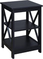 Convenience Concepts Oxford End Table 15.75" - Modern Living Room Table with Storage Shelves, Transitional Nightstand Side Table for Home Decor and Display, Black