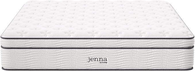 Modway Jenna 14” Innerspring and Memory Foam California King Mattress With Individually Encased Coils, White