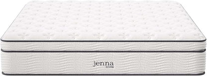 Modway Jenna 14” Innerspring and Memory Foam California King Mattress With Individually Encased Coils, White