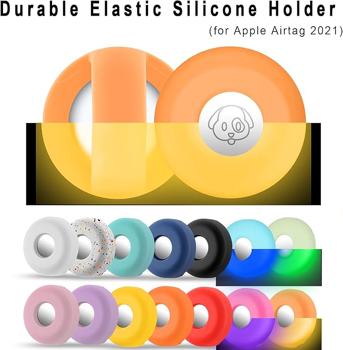 Airtag Holder for Dog Collar, Cibaabo Silicone Air Tag Case Cover Compatible with Apple Airtags for 0.8-1.2inch Cat Pet Collar Harness Loop-Mewly Pet