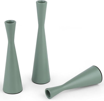 Vixdonos Taper Candle Holders Metal Candlestick Holders Set of 3 Table Mantel Decorative Candle Stand for Dinning,Party，Wedding,Home Decor(Green)