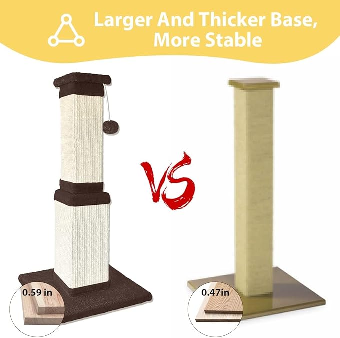 AGYM Cat Scratching Post, 32 Inch Cat Scratch Post for Cats and Kittens, Protect Your Furniture and Exercise Cats, Nature Sisal Modern Cat Scratcher for Indoor Cats, Brown-Mewly Pet