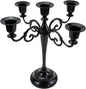 Metal Candle Holders 5 Wicks Black Candle Holders for Candlesticks Taper Candles（10.6 inch Tall Candelabra, for 1/2-1 inch Pillar Candles Diameter Each）,Candle Stand Decoration