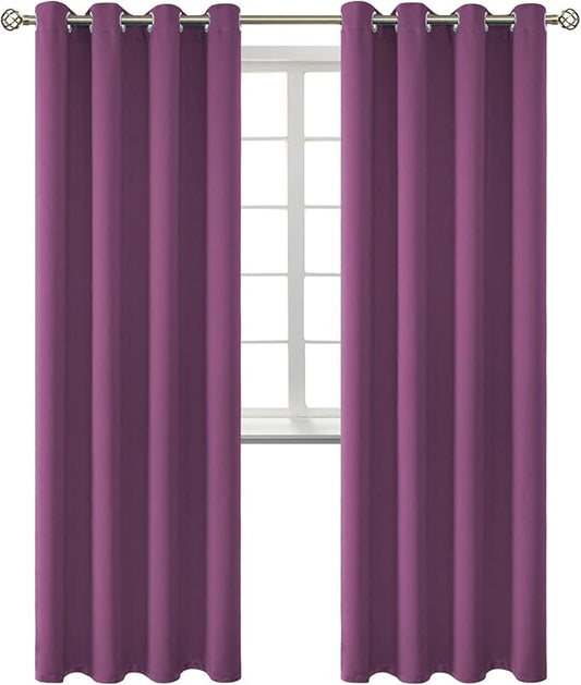 BGment Room Darkening Curtains 84 Inches Long - Grommet Thermal Insulated Drapes Window Treatment Curtains for Bedroom, 2 Panels, 52 x 84 Inch, Eggplant Purple