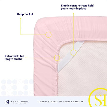 Twin Sheets - Breathable Luxury Sheets with Full Elastic & Secure Corner Straps Built In - 1800 Supreme Collection Extra Soft Deep Pocket Bedding Set, Sheet Set, Twin, Pale Pink
