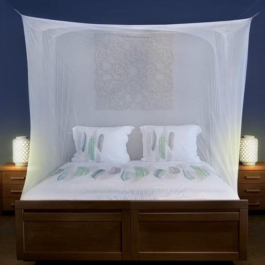 Mosquito Net for Single to King-Sized Beds – No Openings & 6 Hanging Loops – Decorative Rectangular Shape for Home & Travel – Bed Canopy Hanging Kit & Carrying Bag Included