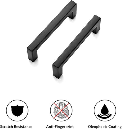 Ravinte 10 Pack Solid Kitchen Cabinet Handles Matte Black Cabinet Pulls Slim Drawer Pulls with 3 Inch Hole Center Square Bar Kitchen Cupboard Hardware