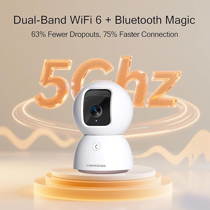 5G Security Camera Indoor 2-Pack, No-Monthly-Fee AI Tracking Facial Recognition, 3K Pet/Dog Camera with Speaker/Phone App, PTZ WiFi Baby Monitor Cameras for Home Security, 0-Glow Night Vision-Mewly Pet