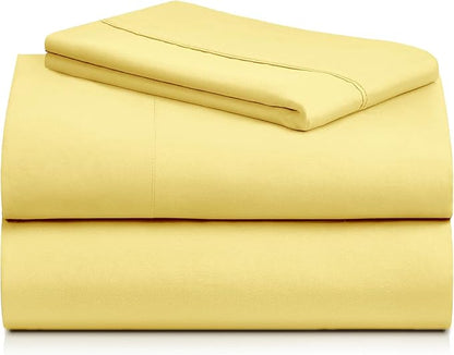 LuxClub 3 PC Sheet Set Bed Sheets Deep Pockets 16" Eco Friendly Wrinkle Free Cooling Machine Washable Hotel Bedding Silky Soft - Lemon Twin XL