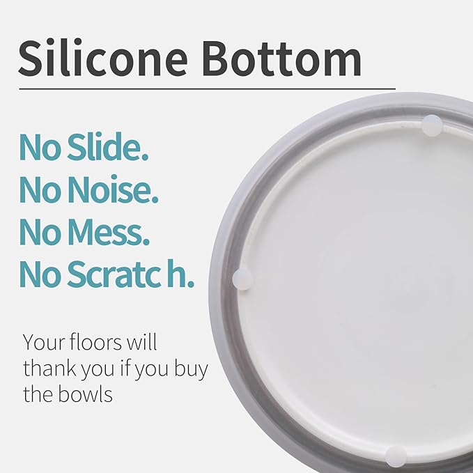 Grey White Dog Bowl Ceramic for Medium Large Breed, Heavy Weighted Dog Food Water Feeder Dish, 8 in Non - Slip Modern Cute Extra Big Porcelain Pet Bowl Maze Wide Mouth-Mewly Pet