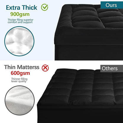 CYMULA Mattress Topper Queen Size - Extra Thick Cooling Mattress Pad Cover for Back Pain - Soft Mattress Protector Firm Bed Topper Pillow Top with 8-21 Inch Deep Pocket 3D Snow Down Alternative Fill