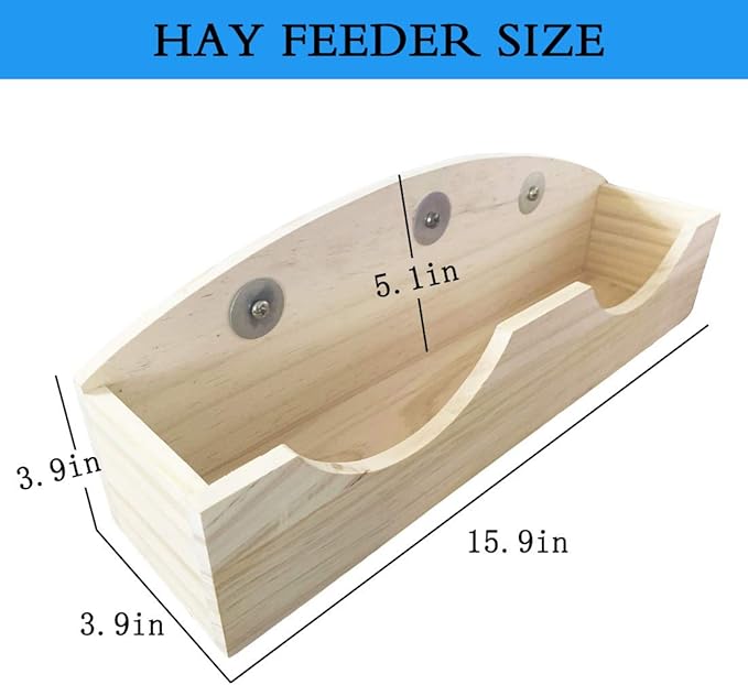 Hamiledyi Rabbit Hay Feeder, Bunny Hay Feeder Rack,Bunny Food Manger Wooden Hay Manger Rack Rabbit Hay Holder Feeders Grass Holder for Guinea Pig Chinchilla Hamster-Mewly Pet
