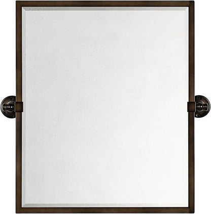 TEHOME Pivot Mirror Oil Rubbed Bronze Tilt Rectangle Bathroom Mirror Tilting Metal Framed Beveled Vanity Mirrors, Overall 23.9 x 24 inches (Mirrror 20 x 24 inches)