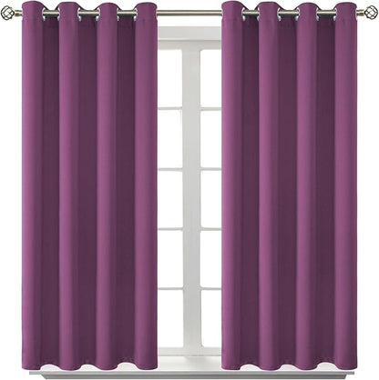 BGment Room Darkening Curtains 54 Inches Long - Grommet Thermal Insulated Drapes Window Treatment Curtains for Bedroom, 2 Panels, 52 x 54 Inch, Eggplant Purple