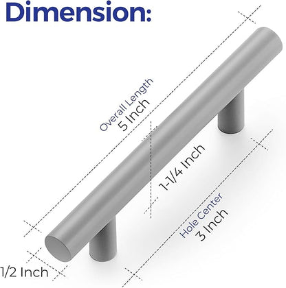 Ravinte 60 Pack | 5 Inch Cabinet Pulls Grey Stainless Steel Kitchen Drawer Pulls Cabinet Handles 5 InchLength, 3 Inch Hole Center