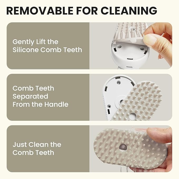 Cat Steam Brush for Shedding, Pet Steam Brush for Cats and Dog, 4 in 1 Rechargeable Cat Hair Brush, Spray Anti-Static, Massage, Cleaning, Shedding & Combing All In One, for Long & Short Haired Pets!-Mewly Pet