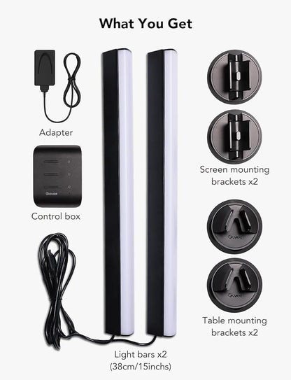 Govee RGBIC Light Bars, 15 Inches WiFi TV Backlight Suitable for 45-70 inch TVs, Smart Light Bars with Multiple Placement Options, Work with Alexa and Google Assistant, Black