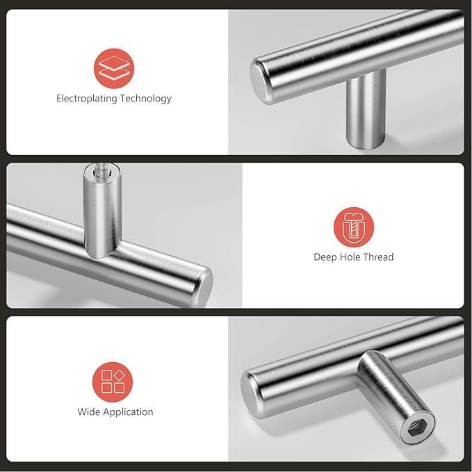 homdiy Cabinet Pulls Brushed Nickel Cabinet Handles - 30Pack Cabinet Hardware 4.5in Hole Centers Kitchen Cabinet Door Handles, Pulls for Dresser Drawers