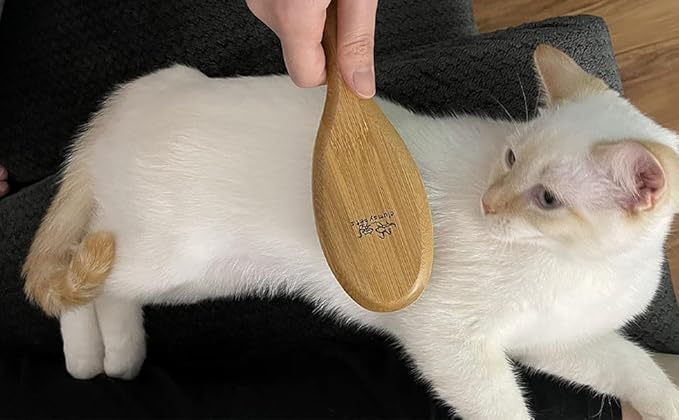 ClumsyPets Dog & Cat Ball Pin Slicker Grooming Brush with Bamboo Handle for Pets Massage Bath and Removes Mats Loose Fur Hairs-Mewly Pet