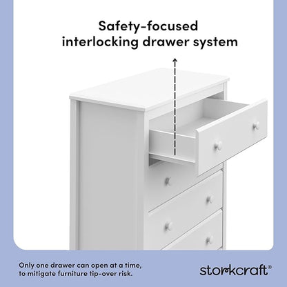 Storkcraft Alpine 4 Drawer Chest (White) – GREENGUARD Gold Certified, Dresser For Nursery, 4 Drawer Dresser, Kids Dresser, Nursery Dresser Drawer Organizer, Chest of Drawers