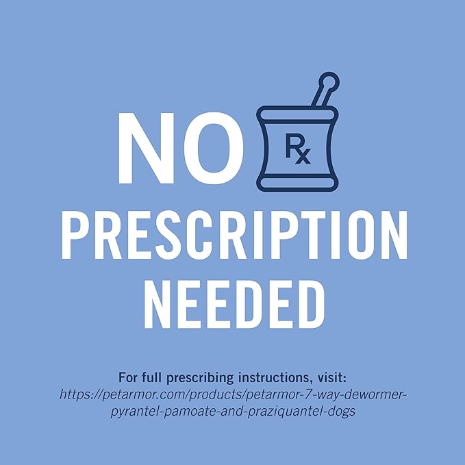 PetArmor 7 Way De-Wormer for Dogs, Oral Treatment for Tapeworm, Roundworm & Hookworm in Large Dogs & Puppies (Over 25 lbs), Worm Remover (Praziquantel & Pyrantel Pamoate), 6 Flavored Chewables-Mewly Pet