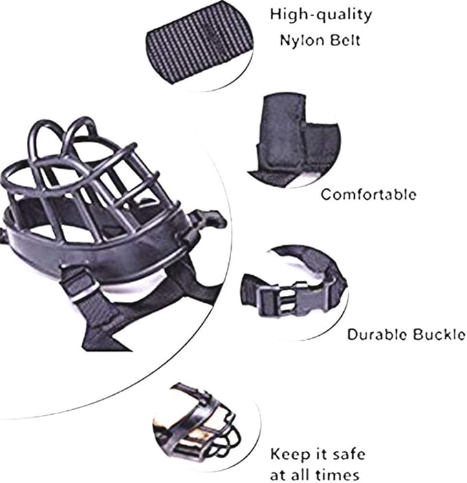Basket Dog Muzzles-Soft Adjustable Breathable Mask Anti Biting Chewing Barking Training Dog Muzzle for Small Medium Large Dogs (Black, 2: Snout 6.7-10.2")-Mewly Pet