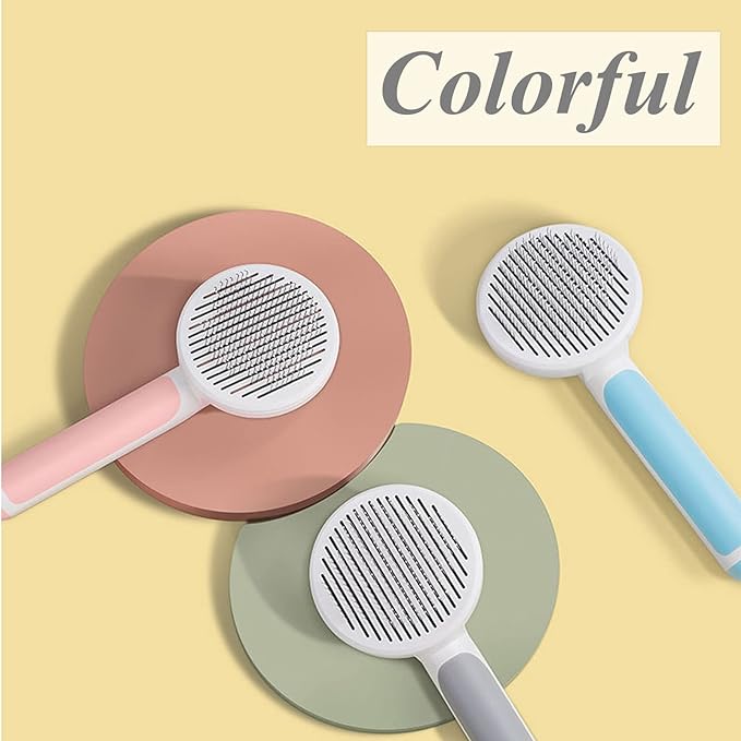 Pet Grooming Brush, Self Cleaning Slicker Brush for Dogs and Cats, Removes Undercoat Loose Hair, Mats, Tangled and Dirt, Massages, All Hair Types (Pink)-Mewly Pet