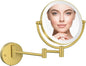 Rechargeable Wall Mounted Lighted Makeup Mirror with Magnification Gold, 8 Inch 1X/10X Magnifying Two Sided Led with Lights, 360 Swivel Extendable Shaving Mirror for Bathroom, Brushed Gold