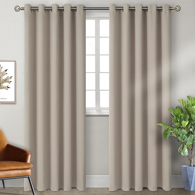 BGment Room Darkening Curtains 84 Inches Long - Grommet Thermal Insulated Drapes Window Treatment Curtains for Bedroom, 2 Panels, 70 x 84 Inch, Camel