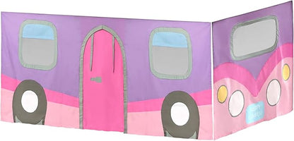 Max & Lily Underbed Curtain for Low Bunk Bed/Low Loft Bed, Camper Van Play Kids, Cotton Privacy Bottom Bunk, 2 Panel Set, Pink/Purple (180032-056)