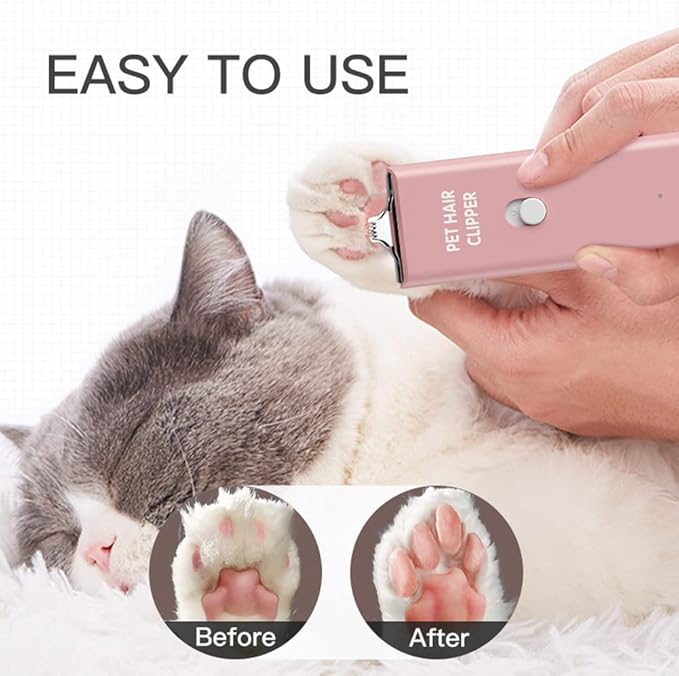 Feet Hair Trimmer, Dog Clippers,Quiet Washable USB Rechargeable Cordless Dog Grooming Kit,Electric Pets Hair Trimmers Shaver Shears for Dogs and Cats Pink-Mewly Pet
