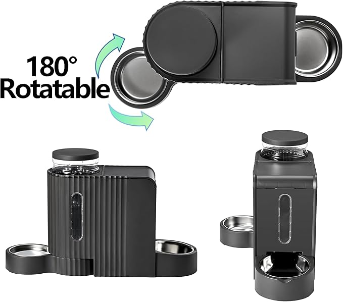 Automatic Cat Food Feeder and Water Dispenser,2 in 1 Gravity Cat Feeder and Water Dispenser with Stainless Steel Bowl,2 Pack Large Capacity Self Feeding for Small Medium Pets Puppy Kitten-Mewly Pet