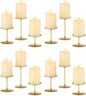 Pillar Candle Holders Candelabra Gold - Set of 12 Bulk Candle Stand Iron Plate Minimalism Modern Home Mantel Dinning Table Decorations Centerpiece for Wedding, Party, Housewarming, Events