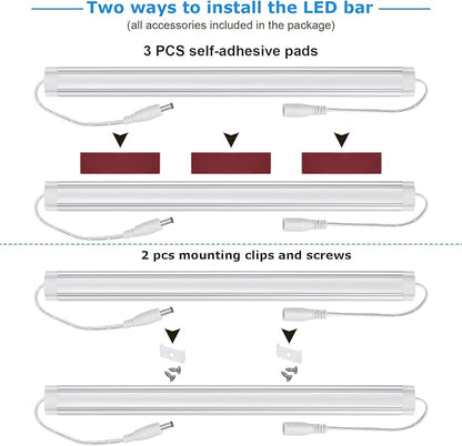 Litever Kitchen Under Cabinet LED Lighting Kit, Super Bright, 6 PCS 12 Inches Light Bars, Plug-in or Hardwire Power Adapter, 31W 2000 Lumen, for Cabinet Counter Shelf Workbench (Daylight White 5000K)