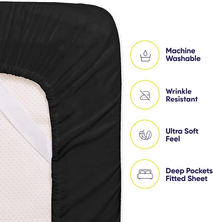Cal King Size Bed Sheets - 6 Piece 1500 Supreme Collection Fine Brushed Microfiber Deep Pocket California King Sheet Set Bedding - 2 Extra Pillow Cases, Great Value, California King, Black