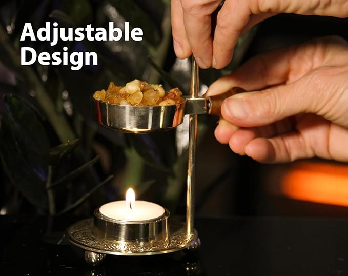 Incense Burner, Incense Holder – Tea Light Candle or Charcoal Resin Heated for Home Decor. Beautiful Adjustable Design for Home Fragrance and Spiritual Gifts, Offering a Calming Atmosphere.