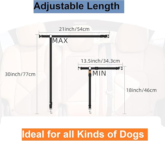 3 Pack Dog Seat Belt for Car, Car Headrest Restraint Adjustable Nylon Fabric, Dog Restraints Vehicle Seatbelts Harness-Mewly Pet