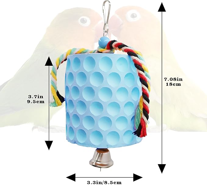 Extra Large Bird Chewing Toy, Parrot Beak Grinding Calcium Stone with Bells, Bird Cage Accessories, Cage Toys for Cockatiel Parakeet Parrot Budgies Rat Hamster Chinchilla Rabbit Bunny African Grey-Mewly Pet