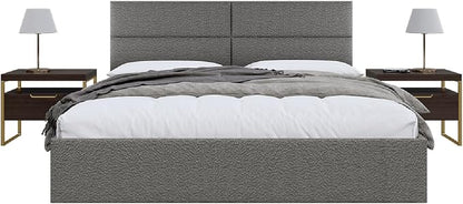 Vänt Upholstered Wall Panels - King/Cal King Size Wall Mounted Headboards - Boucle Grey - Twin/King - Set of 4 Panels (Each Individual Panel 39"x11.5")