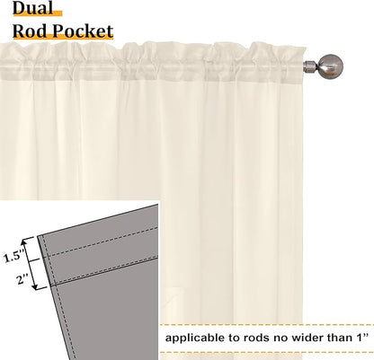 Aiyufeng Cream Sheer Curtains 54 Inch Length 2 Panels Set for Living Room, Light Filtering Green Window Sheers Drapes for Bedroom, Each 42" W x 54" L