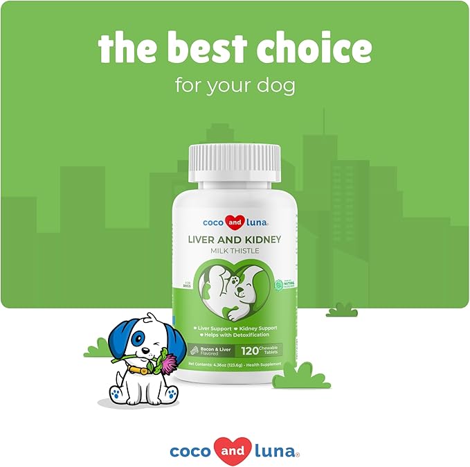 Milk Thistle for Dogs - 120 Chewable Tablets - Silymarin - Liver and Kidney Support with EPA & DHA - Detox - Liver Supplement for Dogs with Choline and L-Arginine-Mewly Pet