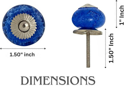 Perilla Home Set of 6 Crystal Bubble Glass Knob for Kitchen Cabinets - Crystal Glass Handles and Pull Knob for Dresser Drawer | Living Room | Kitchen | Bathroom | Closet Cupboard Furniture