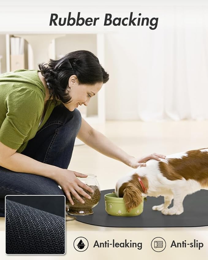 Absorbent Dog Food Mat-Dog Mat for Food and Water Bowl, Quick Dry Pet Food Mat, No Stains Dog Feeding mat, Dog Accessories Pet Supplies Mat-Dog Water Bowl Mat for Messy Drinkers-Mewly Pet